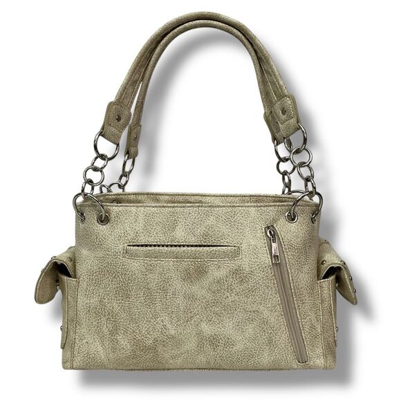 Tan Western Tooled Leather Embroidered Feather & Arrow Western Boho Shoulder Bag - Picture 2 of 9